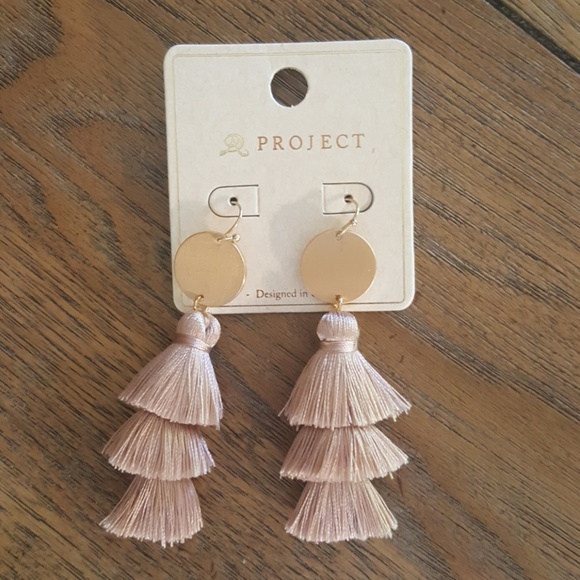 Trendy Boho Pale Pink Multi layered Tassel earrings - Picture 4 of 6